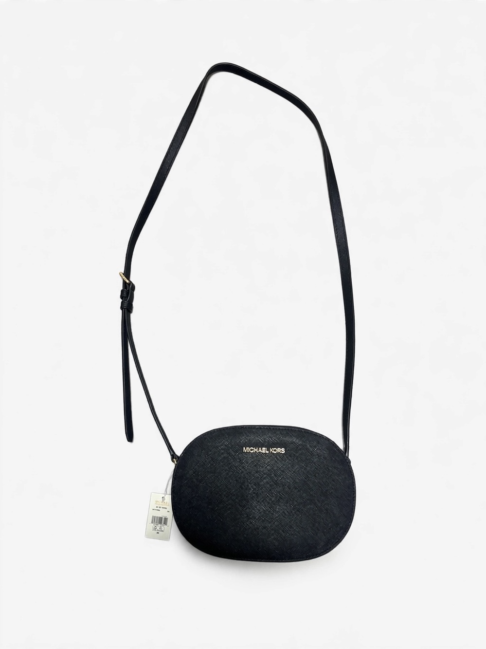 Michael Kors Jet Set Travel Oval Crossbody — Black Saffiano, NWT